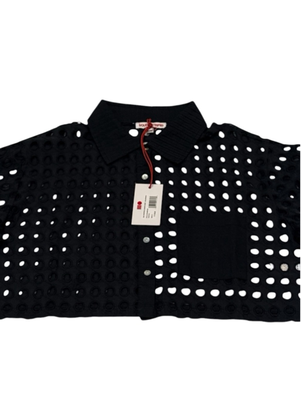 Solid and Striped The Cropped Cabana Shirt Blackout Eyelet Button Down Medium NW - Picture 5 of 6